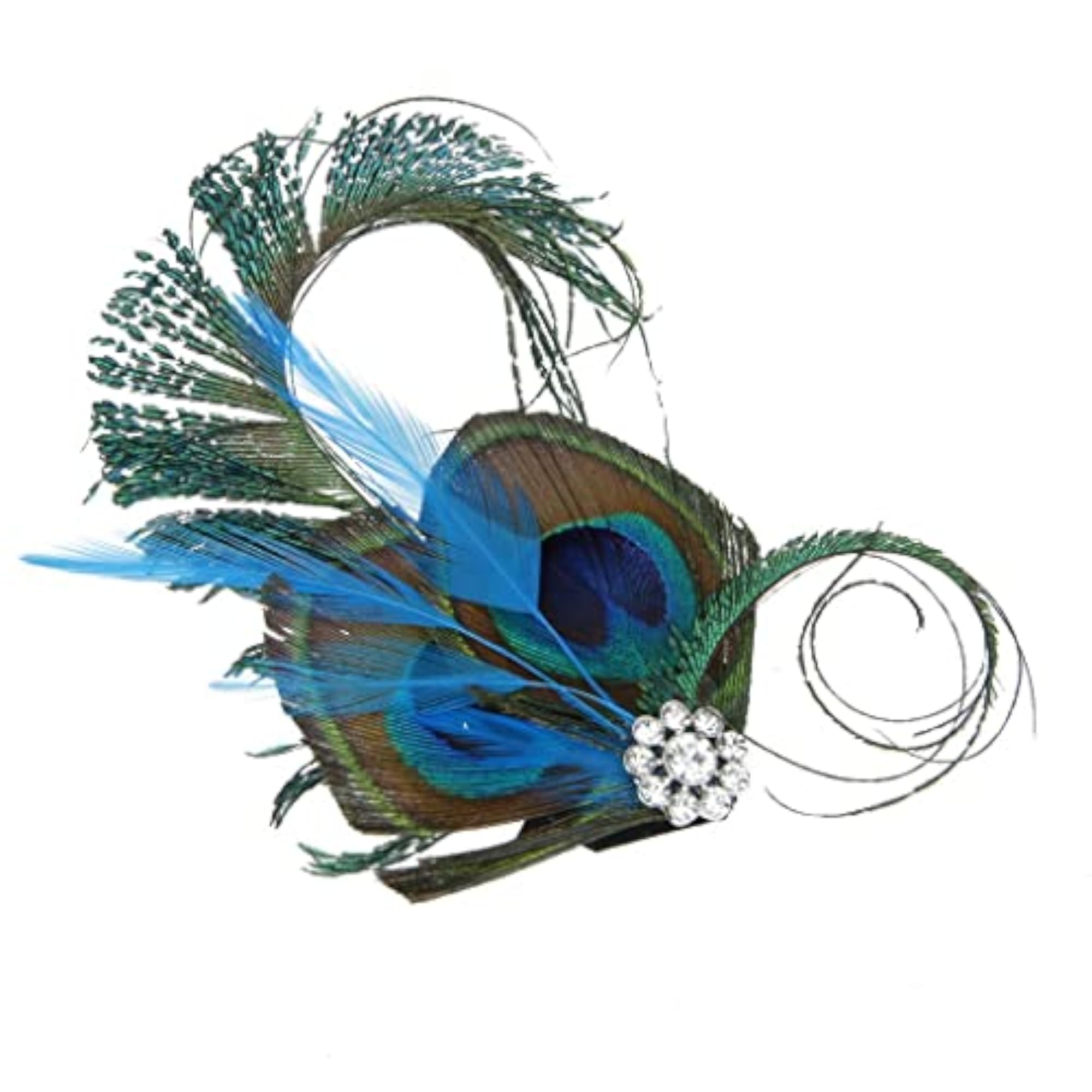 4x Vintage Peacock Feather Rhinestone Hairpin