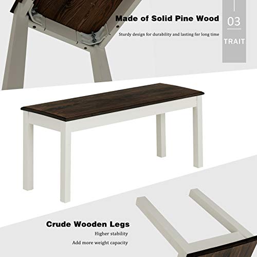 image for Mecor 3-Piece Dining Set Table with 2 Benches, Solid Pine Wood Tableto