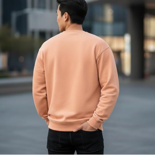 Image of Men's Crew Neck Sweatshirt, Long Sleeve, Casual Pullover, Multiple Colors Available