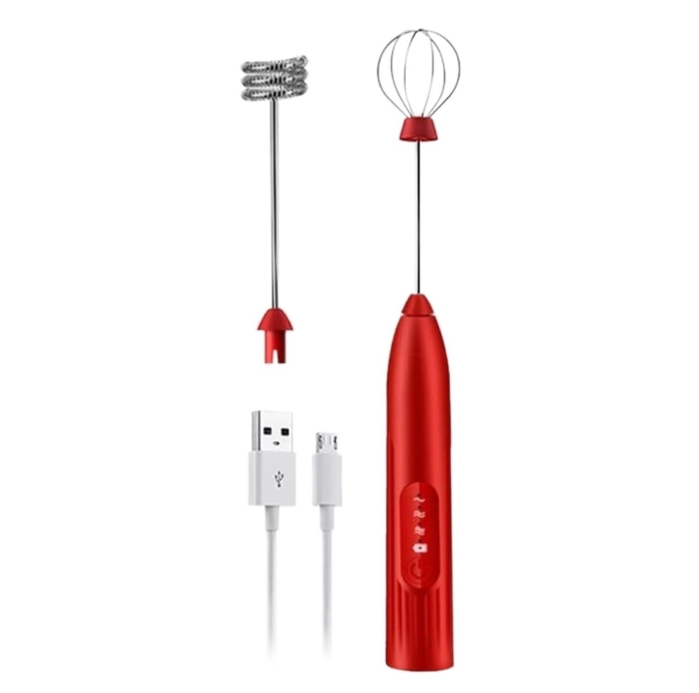 Espumador de Leche, ESPUMADOR DE Leche ELÉCTRICO DE Mano Espumador De Café Recargable con Agitador De 2 Batidores Bubbler Leche para Capuchino(Rot)