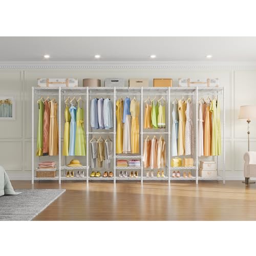 VIPEK-U70-Extra-Large-Garment-Rack-Heavy-Duty-Clothes-Rack-Freestanding-Portable-Closet-for-Bedroom-Storage-Wardrobe-Closet-Organizer-Wire-Clothing-Rack-for-Hanging-Clothes-Load-1670lbs-White VIPEK U70 Extra Large Garment Rack Heavy Duty Clothes Rack Freestanding Portable Closet for Bedroom Storage Wardrobe Closet Organizer Wire Clothing Rack for Hanging Clothes Load 1670lbs White