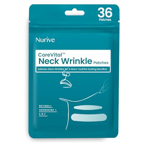 NURIVE Advanced Wrinkle Patches 60ct Smile Line, Frown Line Wrinkle Patches for Facial Korean Skin Care Face Wrinkle Tape Invisible Overnight with Retinol & Collagen (Medium (Neck))