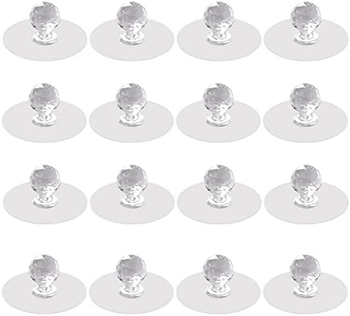 16 PCS Cabinet Drawer Pull Knobs - Self Adhesive Clear Acrylic Crystal Shaped Pulls Handles Knobs for Wardrobe Kitchen Cupboard Bathroom Dresser Furniture Door Window