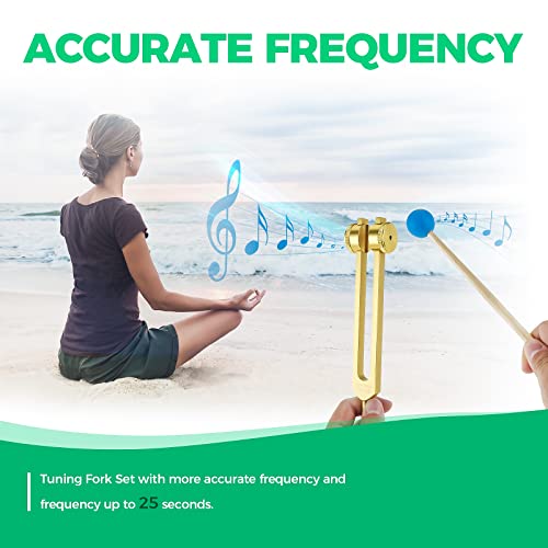 Chakra Tuning Fork Set Colored, 8 Weighted Tuning Forks For Healing With Silicone Hammers, And Storage Bag (126.22 Hz, 136.1 Hz, 141.27 Hz, 172.06 Hz, 194.18 Hz, 210.42 Hz, 221.23Hz, 272.2Hz) #TOP3