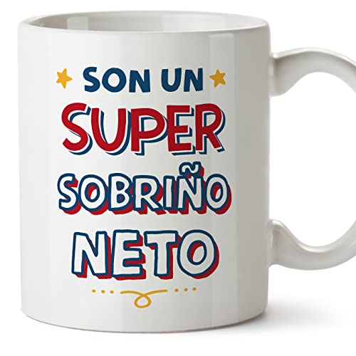 MUGFFINS Tazas para SOBRINO NIETO - En Gallego - Son Súper - 11 oz / 330 ml - Regalo original y divertido
