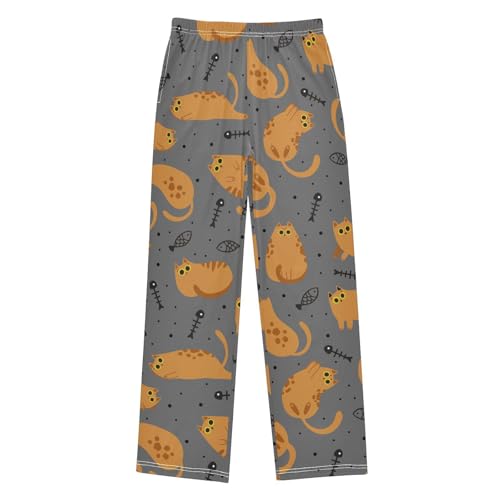 Boys' Pants Cute Cartoon Cats Grey Long Bottoms Jogger Pants Elastic Waist Trousers with Pockets S-XL