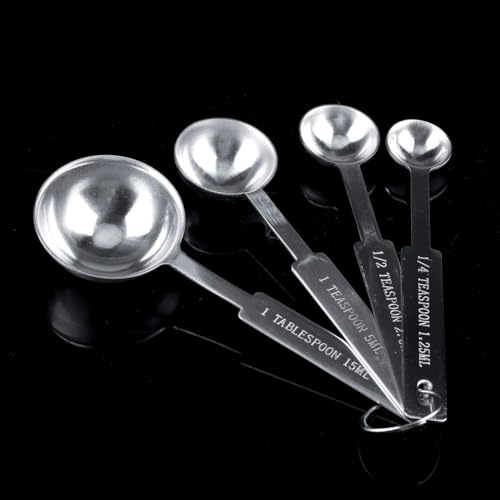 Image of INKULTURE Heavy Duty Stainless Steel Metal Measuring Spoons for Dry or Liquid, Fits in Spice Jar, Set of 4