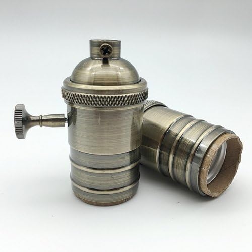 Antique Brass Lamp Socket With Screw On/OFF Switch E26/E27 Vintage Edison Style Lampholder - (Color: Vintage Bronze Base Type: E26)