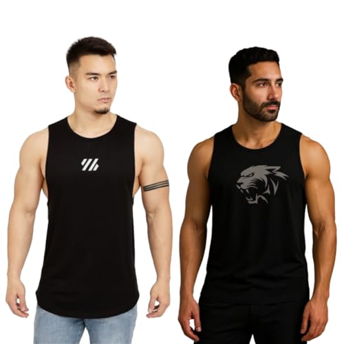 Image of Pack of 2 Sando For Men Men's Sleeveless Round Neck Vest - Pack of 2, Polyester Fabric, Quick Dry Gym & Casual Wear Gym Fit