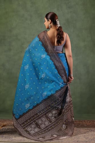 Image of TAMAIRA FASHION Mulmul Pure Cotton Saree For Woman Floral Batik Printed|Office Wear Daily Wear Sarees For Women Without Blouse Piece (Available in 11 Colours)