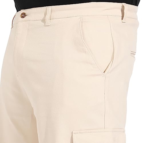 Image of Instafab Plus Men's Cargo Shorts for Casual Wear | 6 Pockets | Plus Size Fit | Button Closure | Cotton Poly Cargo Shorts Crafted with Comfort Fit for Everyday Wear