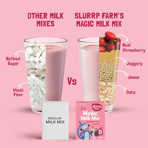 Image of Slurrp Farm No Sugar Berry Blast Nutrition Powder Milk Mix, Sweetened with Jaggery Powder, Contains Oats and Jowar, with 10 Essential Nutrients, 250g