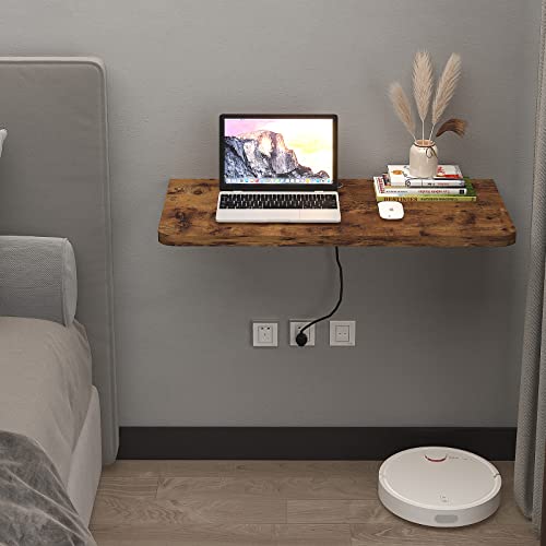 Pmnianhua Wall Mounted Drop Leaf Table,31'' Drop Down Table,Floating Folding Computer Desk,Collapsible Workbench For Home Office,Laundry Room,Garage,Basement Bar,Study,Bedroom,Kitchen(Rustic Brown) #TOP2