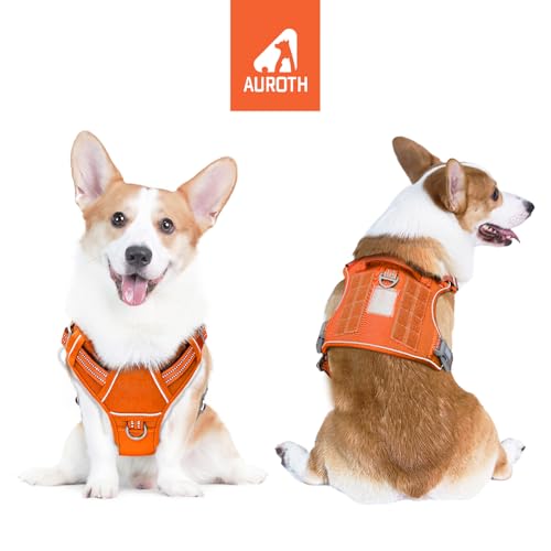 Image of AUROTH Tactical Dog Harness for Large Dogs No Pull Adjustable Pet Harness Reflective K9 Working Training Easy Control Pet Vest Military Service Dog Harnesses Orange M