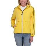 Tommy Hilfiger Women’s Windbreaker Jacket, Lightweight Hooded (Yellow, Small)
