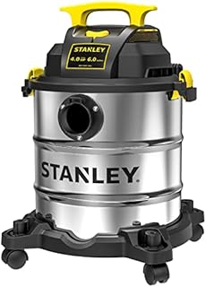 Stanley 6 Gallon Wet Dry Vacuum, 4 Peak HP Stainless Steel 3 in 1 Shop Vacuum with Blower, Multifunctional Vacuum Cleaner for Home, Jobsite, Garage, Basement, Model: SL18116