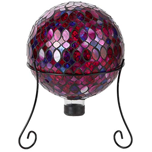 Lily's Home Colorful Mosaic Glass Gazing Ball, Designed With A Stunning Holographic Petal Mosaic Pattern To Bring Color To Any Home And Garden, Red, Blue & Purple (10 Inches Dia.) #TOP2