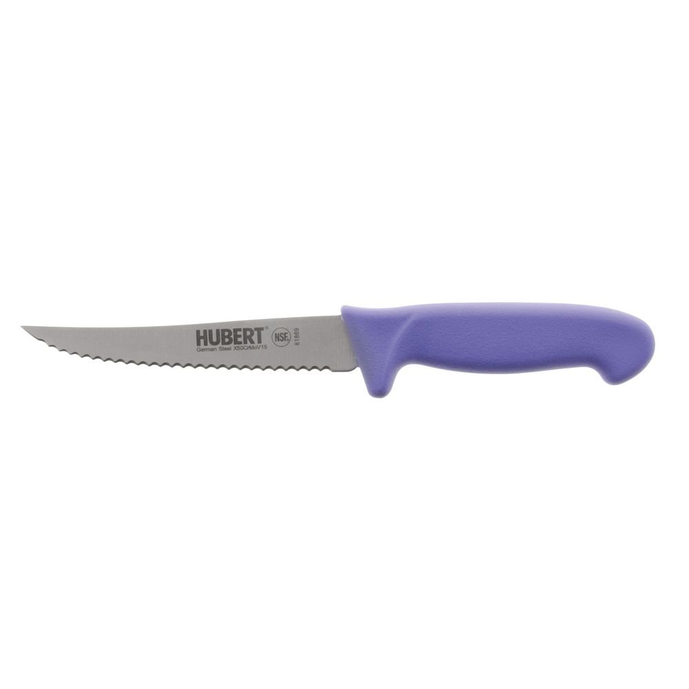 Scalloped Utility Knife Stainless Steel with Purple Polypropylene Handle - 5" L Blade by HUBERT – 5", Stainless Steel, Silver