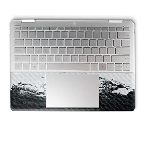Image of MightySkins Carbon Fiber Skin Compatible with HP Spectre x360 14 inch (2022) Full Wrap Kit - Mountain Waves | Protective Durable Textured Carbon Fiber Finish | Easy to Apply | Made in The USA