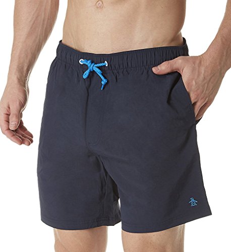 Original Penguin Men's Quick Dry Daddy Polo Elastic Waist Swim Short, Dark Sapphire, XXL