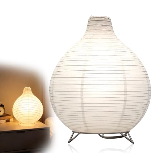 GOMETY Lampada da tavolo in carta, 24 x 23 cm, creativa in carta di riso, lampada da terra, lampada da comodino, lampada da tavolo decorativa, stile minimalista, luce d'atmosfera per soggiorno, camera
