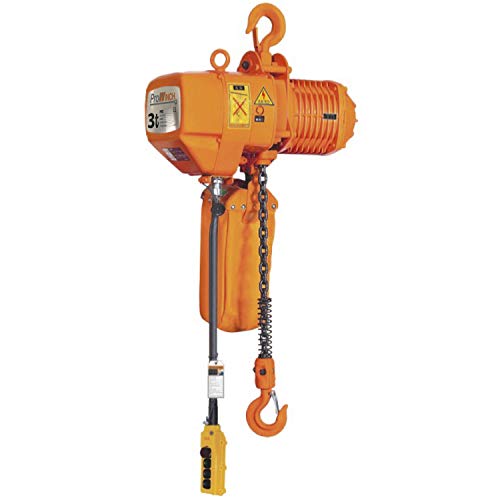 Prowinch 3 Ton Electric Chain Hoist 6000 lbs Load Capacity 30ft Lifting Height G100 Chain Water Resistant Pendant Control M4/H3 Duty Cycle 3 Phase 240/380/460V