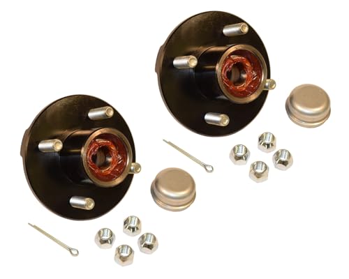 RIGID HITCH INCORPORATED Pre-Greased Trailer Hub Kit (RHI-100-PG-PR) 4 Bolt on 4 Inch Circle with 1 inch I.D. Bearings - One Pair