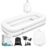Bañera inflable médica, kit de lavabo de ducha, bañera portátil de PVC con bomba de aire eléctrica, baño portátil de cuerpo completo en la cama, para personas mayores