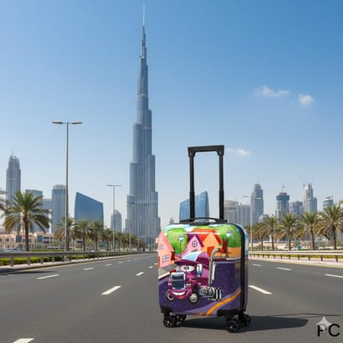 Image of Kids Travel Trolley Bag - Frozen Pink Theme | 4 Wheels, Hard Polycarbonate Suitcase with 360 Rotation | Lightweight, Durable Cabin Luggage for School & Vacation Trips (Purple)
