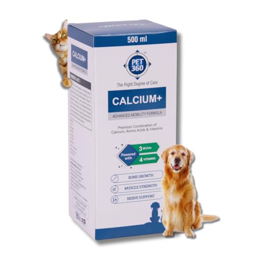 Image of PET360 Calcium+ Advanced Mobility Formula with Calcium, Amino Acids & Vitamins for Dogs & Cats | Bone Growth, Muscle Strength & Nerve Support | Nutritional Supplements for Pets - 500 ml
