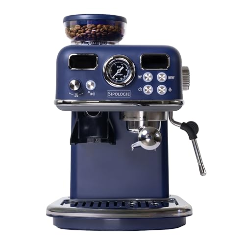 Image of Sipologie Cafe Maestro Pro Espresso Machine with In-Built Burr Coffee Grinder, 20 Bar Pressure Pump and Milk Foamer, Coffee Machine for Home & Office | Cappuccino, Latte & Espresso