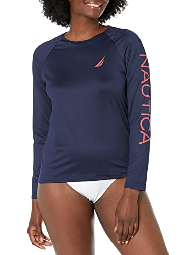 Image of Nautica Women's Long Sleeve Rashguard - Quick-Dry, UPF Protection, Swim Shirt, Pool, Beach, Hiking, Yoga, Volleyball