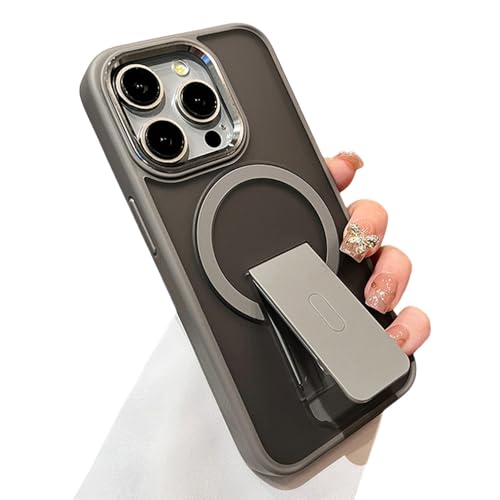 Coque iPhone 15 Pro Max grise mate pliable pour vos appels mains libres