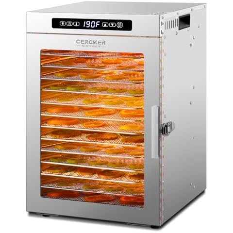 Stainless Steel Food-Dehydrator Machine 14 Commercial-Dehydrator Trays, 1200W Fruit Dehydrator,11.98ft² Meat-Dehydrator for Jerky,190ºF Temperature Control,24H Large-Dehydrator for Herbs,Yogurt,Beef Cover