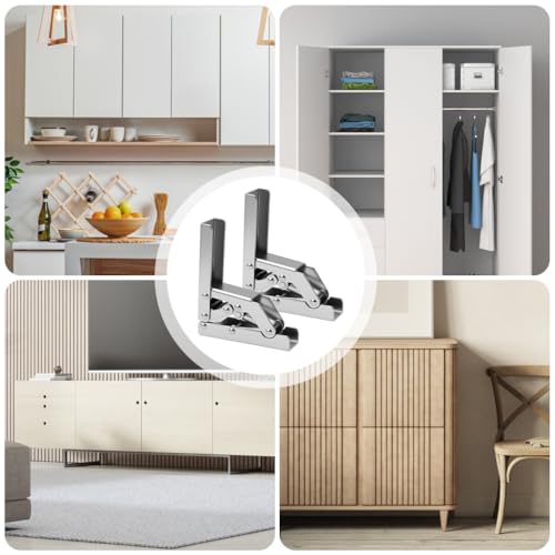 Image of Serplex 90 Cabinet Door Hinges, Flip-up /Flip-down Closet Door Hinges, Slow Closing Heavy Duty Metal Hinges for Folding Shelf, Cabinet, Closet, Universal Soft Close Lift-up Support Hinges
