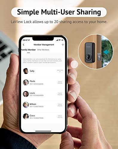 Image of LaView Bluetooth Enabled Door Lock, Wireless & Keyless Entry Smart Door Lock, Alexa and Google Assistant-Enabled Smart Lock, Auto-Lock, Unlock Tracking, LaView App Control, Fits on Most Deadbolts