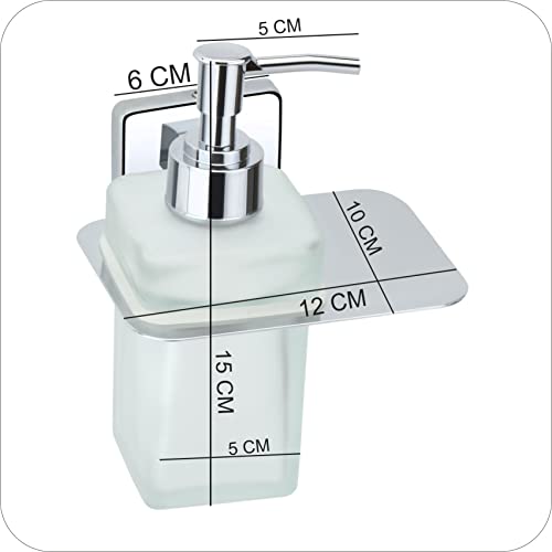 Image of Liquid soap Dispenser Holder for Bathroom handwash Dispenser soap Dispenser for wash Basin 38(Chrome Finish,Anti-Rust)(304 Stainless Steel and Glass)