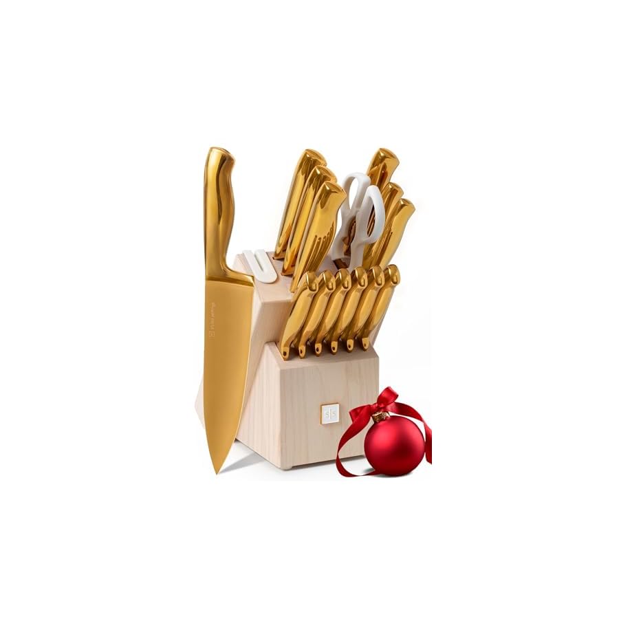 Gold-Knife-Set-for-Kitchen-with-Block-and-Sharpener-14-Piece-Razor-Sharp-Titanium-Gold-Kitchen-Knife-Set-with-Ashwood-Knife-Block-with-Sharpener-Built-In-Gold-Kitchen-Accessories Gold Knife Set for Kitchen with Block and Sharpener - 14 Piece Razor Sharp Titanium Gold Kitchen Knife Set with Ashwood Knife Block with Sharpener Built In - Gold Kitchen Accessories