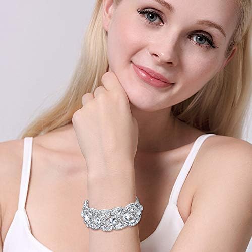 EVER FAITH Austrian Crystal Costume Jewelry Art Deco Elastic Stretch Bracelet - Image 4