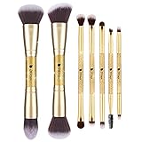 DUcare Duo End Foundation Powder Buffer Contour Brushes 2PCS + Eyeshadow Brush Set 5pcs