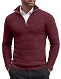 Picture of COOFANDY Men's Quarter Zip Sweaters Slim Fit Lightweight Cotton Knitted Casual Mock Neck Pullover Sweaters