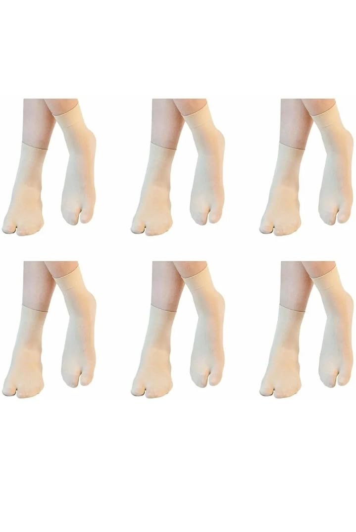 Trendy Nylon Ultra-Thin Transparent Ankle Length No Show Women Socks, Skin Color, Low Cut, Thumb, Pack of 6 (Thin sockes 6 pair_tm)-image-48