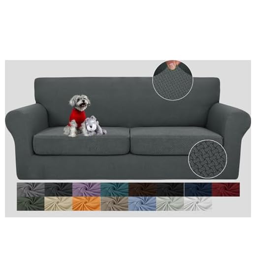 JIVINER Newest 3 Pieces Couch Covers for 2 Cushion Couch Stretch Sofa Slipcover with 2 Extra Large Seat Cushion Covers Thick Fitted Loveseat Sofa Covers for Living Room (XL Loveseat, Dark Gray)