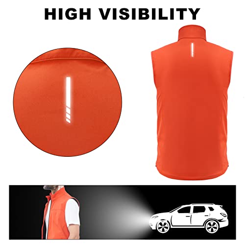 Frtcv Soft Shell Mens Vest Windbreaker – Waterproof Lightweight Zip Up Sleeveless Jacket Coat Outerwear With Zipper Pockets Orange Size Xxl #TOP3
