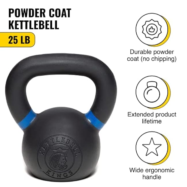 Kettlebell Kings Powder Coated Kettlebell Weights 5-90 LB | Workout Gym Equipment & Strength training sets for Women & Men | Durable Coating for Grip Strength, Rust Prevention