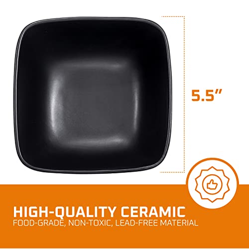 Bruntmor 26 Oz Black Porcelin Ceramic Square Soup Bowls With Handles, Soup Crocks Set Of 6, Large Black Soup Bowls For Kitchen, Side Dish, Soup, Cereal,Ice Ice Cream And Salad, Perfect For Christmas #TOP1