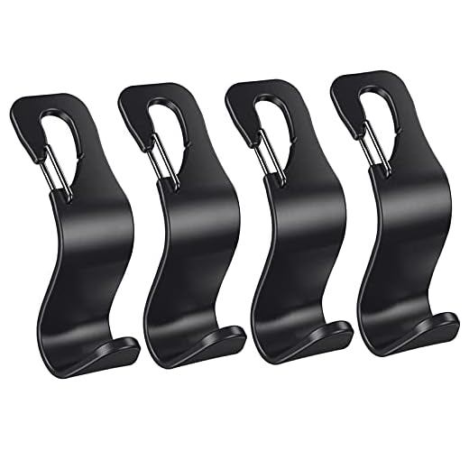 4 Pack Car Back Seat Headrest Hook Hanger for Purse Grocery Bag Handbag Hat