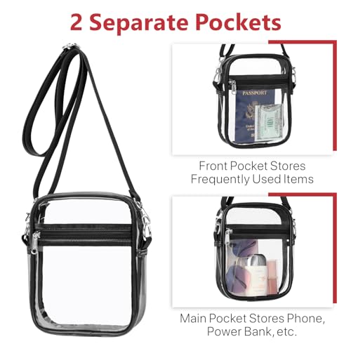 Image of PACKISM Clear Bag for Stadium Events - Clear Purses for Women Transparent Crossbody Messenger Bag for Concerts Game Day