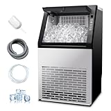 Erivess 80 lbs/24H Commercial Ice Maker,36 Cubes/11mins, 18 lbs Ice Storage Capacity, Counter Ice Maker Self Cleaning, 24 Hour Timer Stainless Steel Freestanding Ice Maker Machine (80lbs/Day)