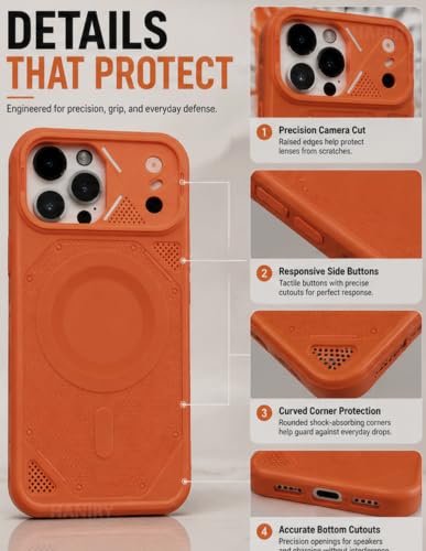 Image of iPhone 14 Pro Max Case Cover | Premium Compatible Mag-Safe Style Shockproof Back Cover for iPhone 14 Pro Max | Camera Protection Mobile Case (Orange)
